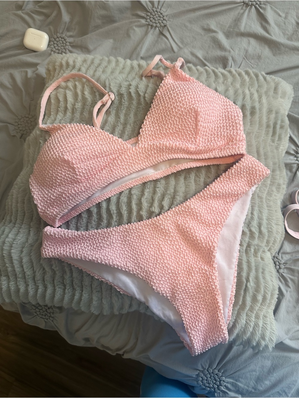 SHEIN Pink Textured Two-Piece Bikini